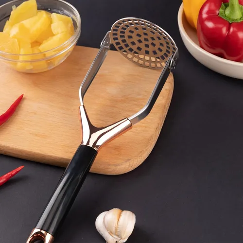 Miniatura 7 de Triturador de papas, plegable de acero inoxidable, antiadherente, antideslizante, mango de 12 pulgadas de largo, ahorra espacio, herramienta