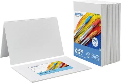 Miniatura 3 de FIXSMITH Tableros de lienzo para pintar de 4 x 6 pulgadas, paquete de 24 mini lienzos, paneles de lienzo blanco en blanco, 100% algodón imprimado