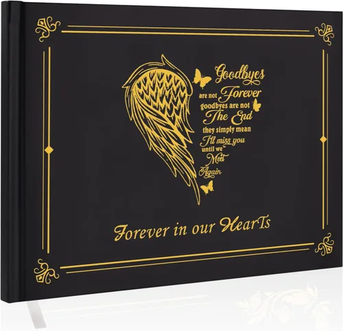 Miniatura 11 de SOITIS Libro de invitados funeral para servicio conmemorativo Celebración de la vida, libro de memoria con decoración, tapa dura, recuerdos