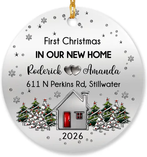 Miniatura 10 de Adornos personalizados de corazón para la primera Navidad, regalos para pareja de recién casados 2025, adorno de nuestra primera Navidad casado