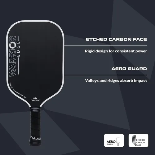 Miniatura 3 de Diadem Warrior Edge - Paletas de pickleball Cara de carbono grabado para máximo giro, protector aerodinámico de 16mm, agarre Comfort Max, núcleo