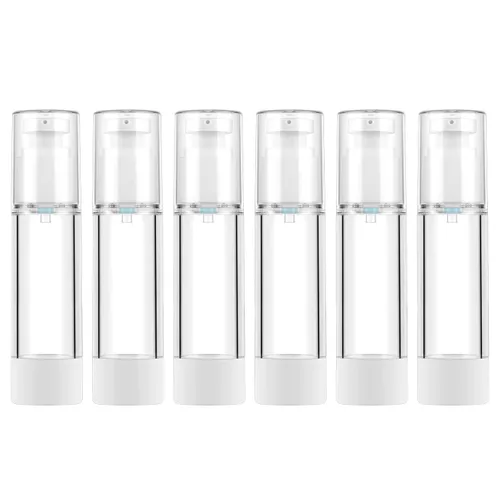 Miniatura 12 de LONGWAY Botella de bomba de crema cosmética transparente sin aire de 1 oz, dispensador de tamaño de viaje, recipientes recargables/fundación botella