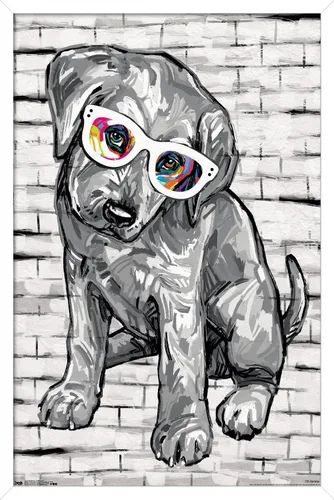 Miniatura 13 de Trends International PD Moreno - Póster de pared con gafas para perro, 14.725 x 22.375 pulgadas, versión enmarcada de madera de granero