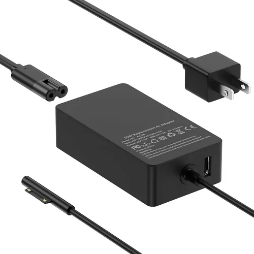 Adaptador de fuente de alimentación para cargador de laptop Surface Pro de 65 W para Microsoft Surface Pro 11/10/9/8/7+/7/6/5/4/3, Surface Book,