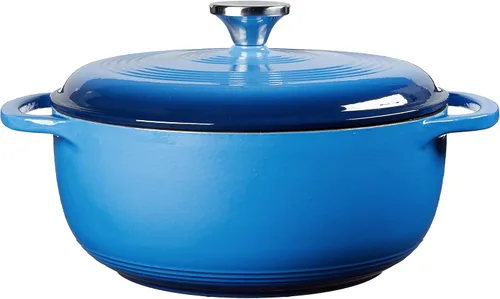 Miniatura 2 de Lodge Horno holandés de hierro fundido esmaltado de 4.5 cuartos de galón con tapa, asas dobles, apto para horno hasta 500° F o en la estufa, uso