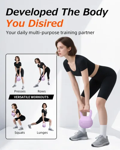 Miniatura 6 de Soft Kettlebell, Safe Strength Training Kettle bell, Cushioned Impact-Resistant Base and Anti-Slip Grip Weight, Kettlebells Set for Home Workouts