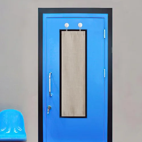 Miniatura 17 de NICETOWN Cortinas pequeñas para puerta francesa con ganchos autoadhesivos, cortinas opacas de lino sintético con aislamiento térmico para puertas