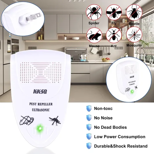Miniatura 5 de Repelente ultrasónico de plagas mejorado 2026 para interiores, cobertura de 1300 pies cuadrados, control de plagas para cucarachas, roedores