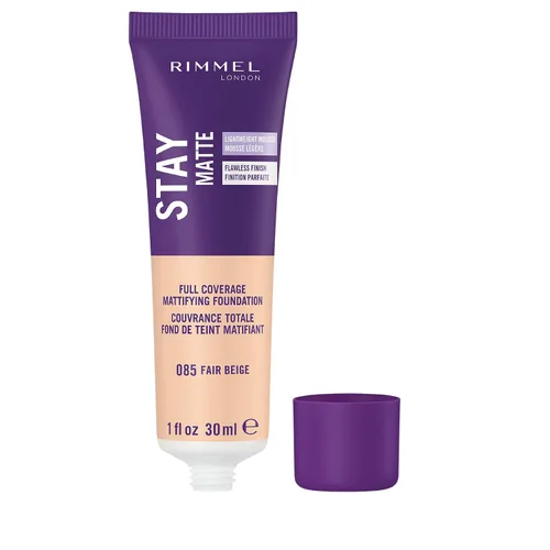 Miniatura 2 de Rimmel London Stay Matte Liquid Mousse - 085 Fair Beige - Base de maquillaje, ligera, control de brillo, sin aceite, 1 onza Beige Fair