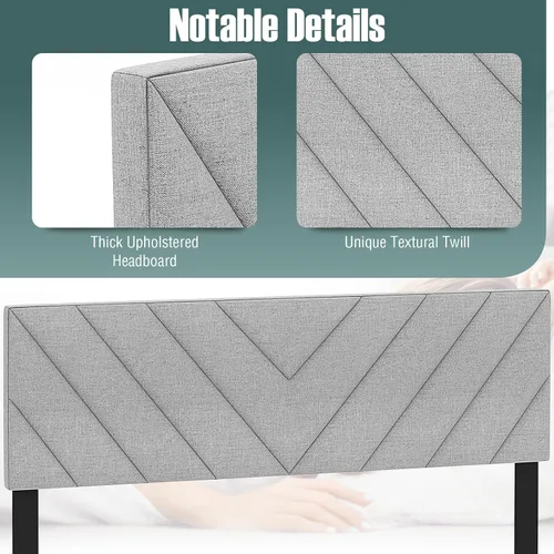 Miniatura 6 de Giantex Cabecero tapizado de lino para marco de cama Full y Queen, cabecero capitonado con botones de ancho ajustable solamente con patas de madera