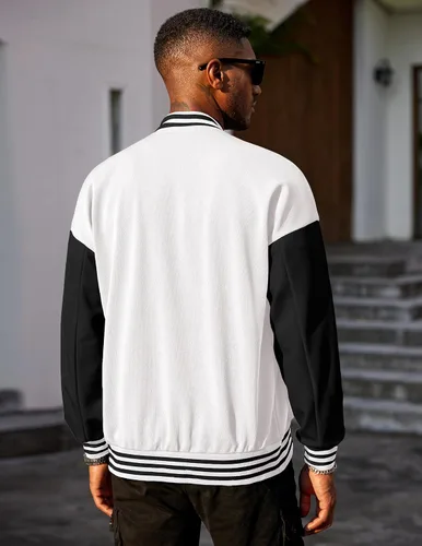 Miniatura 4 de COOFANDY Chaqueta Varsity para hombre, ajuste regular, casual, letterman, béisbol, bomber