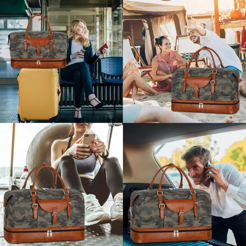 Miniatura 7 de IBFUN Bolsas de viaje de fin de semana para mujer, bolsa grande de fin de semana con compartimento impermeable para zapatos, bolsa de aseo