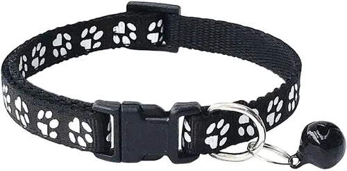 Miniatura 3 de CHBORCHICEN Paquete de 2 collares de gato con campana y huella reflectante con hebilla ajustable de poliéster para gato, collar o cinturones