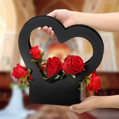 Miniatura 5 de Sinmoe 12 cajas de flores en forma de corazón de graduación para ramos de flores, bolsa de regalo de flores, bolsas de regalo vacías de boda