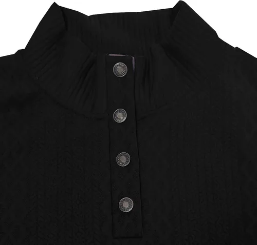 Miniatura 7 de Suéter de manga larga para hombre, casual, con botones de un cuarto, con cuello alto, sudadera con capucha