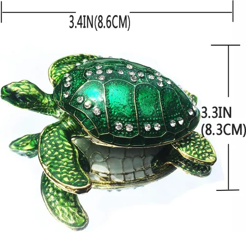 Miniatura 2 de Waltz&F Caja de joyería de estaño con tachuelas de cristal de tortuga marina con biselado pintado a mano anillo titular de regalo del día de la madre