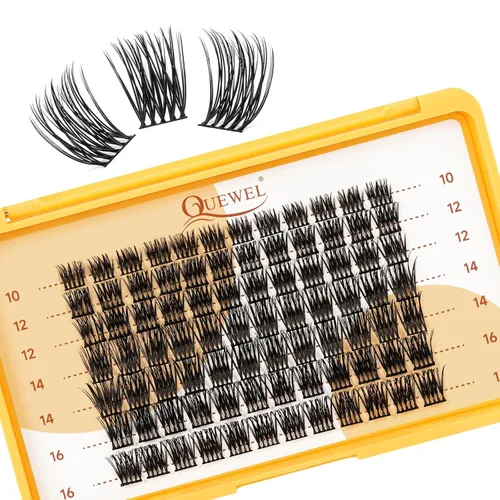 QUEWEL Mezcla de racimos de pestañas de 0.35 a 0.63 pulgadas, suaves y ligeras, con poca sensación, adecuadas para extensiones completas de pestañas