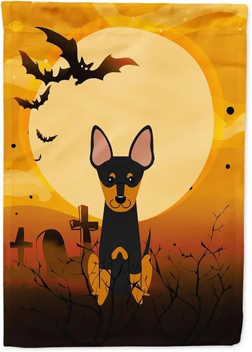 Miniatura 277 de Caroline's Treasures BB4307GF - Bandera de Halloween Airedale para jardín, bandera decorativa para patio exterior, obras de arte de patio, macizos