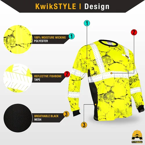 Miniatura 2 de KwikSafety - Charlotte, NC - Camisas de seguridad de manga larga de edición limitada [Cinta de espina de pescado de lujo] Clase 3 Cumple con ANSI