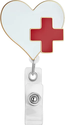 Miniatura 11 de Hanreshe Lindo carrete de insignia de enfermera retráctil con clip de corazón para enfermera, estudiante, médico, tarjetas de identificación
