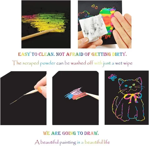 Miniatura 4 de I&Art - Libros de arte para rascar para niños, papel de arte para rascar, arco iris, para los mejores regalos