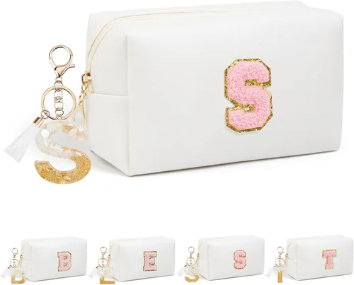 Miniatura 13 de AIBFRID 2 piezas de bolsas de maquillaje iniciales para mujeres, regalos de cumpleaños para niñas de 4 5 6 7 8 9 10 11 12 años, bolsas de cosméticos