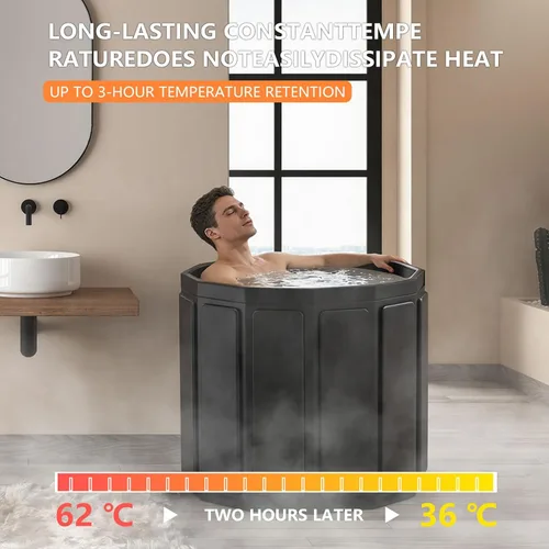 Miniatura 8 de Bañera portátil para adultos, bañera plegable para spa caliente y baño de hielo, bañera plegable pequeña para baño, bañera portátil aislada de 6