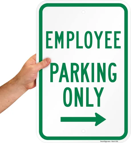 Miniatura 8 de SmartSign Letrero de metal "Employee Parking Only" de 18 x 12 pulgadas con flecha derecha, aluminio laminado inoxidable de 63 mil, verde y blanco
