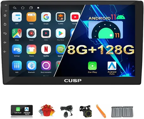 Miniatura 7 de CUSP Radio estéreo de coche doble DIN de 10.1 pulgadas, Android 4GB+64GB pantalla táctil principal con CarPlay inalámbrico y Android Auto