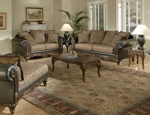Miniatura 6 de Roundhill Furniture Sofá de tela de 2 tonos San Marino, color chocolate