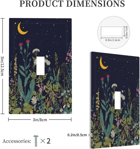 Miniatura 5 de Cubierta de Interruptor de Luz de 1 Gang con Flores Silvestres Bohemias, Hierbas, Floral, Decorativa, Planta Botánica, Naturaleza, Acuarela, Placa