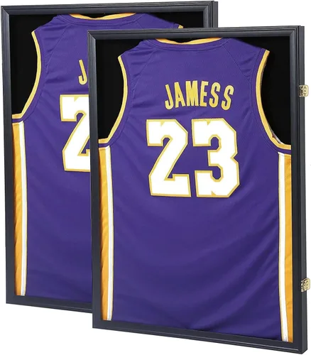 Miniatura 11 de Estuche de exhibición con marco de jersey, caja de sombra grande con cerradura, marco de jersey deportivo con protección UV acrílico y 2 colgadores