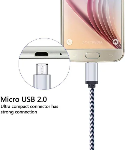 Miniatura 3 de Cable de carga micro USB, paquete de 5 cables micro USB de 6 pies, cable trenzado de carga rápida para Samsung Galaxy J3 J7 S6 S7 Edge, tableta, LG