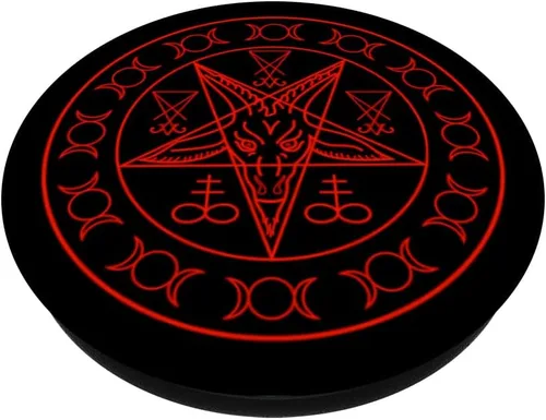 Miniatura 2 de Sello de pentagrama rojo de Baphomet Lucifer y triple diosa PopSockets intercambiable PopGrip