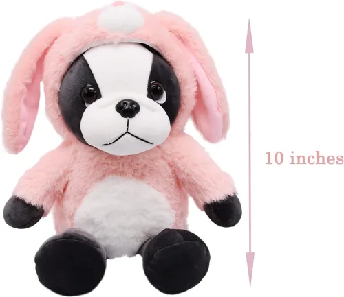 Miniatura 6 de BABOLI Peluche de pequeño francés con adorables disfraces de conejo con orejas de lop, súper lindo, animal de peluche para cesta de Pascua o regalos