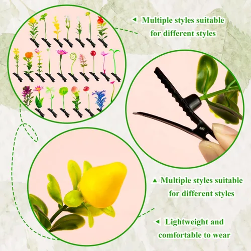 Miniatura 5 de 50 pinzas para brotes de hierba, horquillas de flores para mujeres, niñas, niños, fiesta, escuela