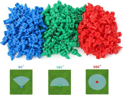 150pcs 90/180/360 grados de polietileno (PE) micro pulverizador de refracción automatización de la boquilla de rociador sistema de riego de plantas