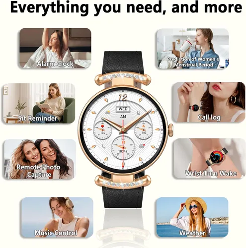 Miniatura 7 de Relojes inteligentes para mujer, Android IOS, pantalla AMOLED ultra clara de 1.2 pulgadas, rastreadores de actividad física con llamada Bluetooth
