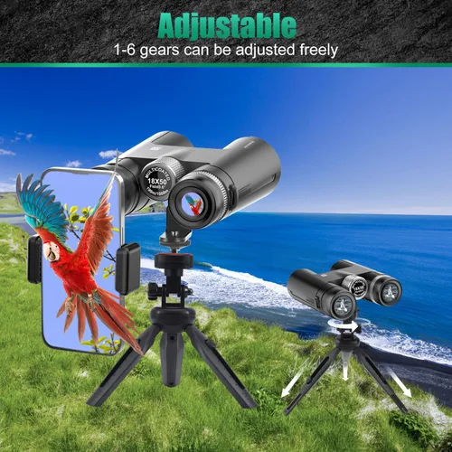 Miniatura 7 de Binoculares profesionales de visión grande de 18 x 50 para adultos con adaptador de teléfono mejorado, trípode y adaptador de trípode, binocular