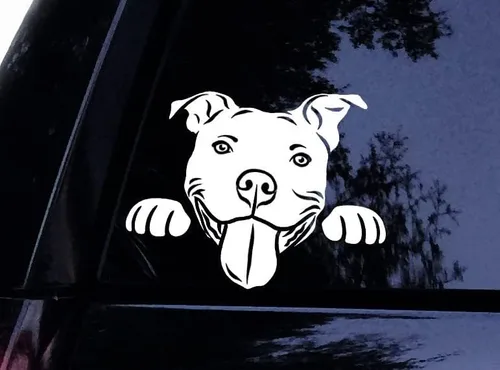 Miniatura 2 de Calcomanía Pitbull – Happy Peeking Pit Face – Calcomanía para coche, calcomanía para laptop, calcomanía para ventana de coche (6 pulgadas)