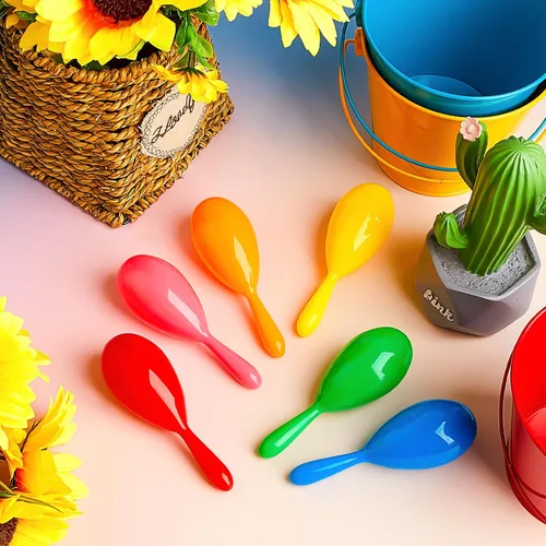 Miniatura 5 de 6 Pcs 4 Inch Mini Maracas Shakers for Kids, Colorful Plastic Rhythm Instruments, Classroom Music Supplies, Party Favors, Preschool Musical Toys