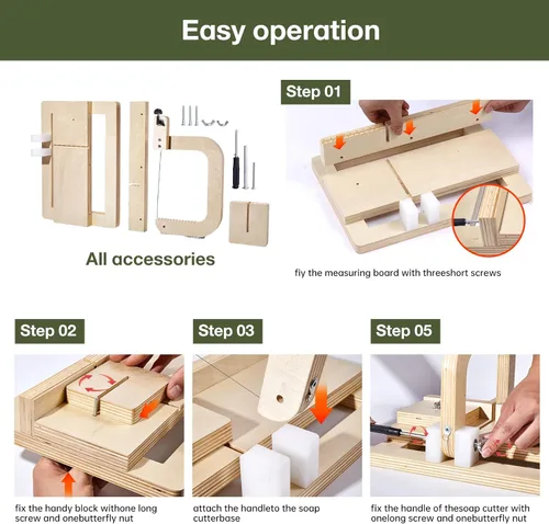 Miniatura 5 de Cortador de jabón de madera para hacer jabón, cortador de jabón de madera de alambre ajustable, herramienta de bricolaje para cortar y recortar
