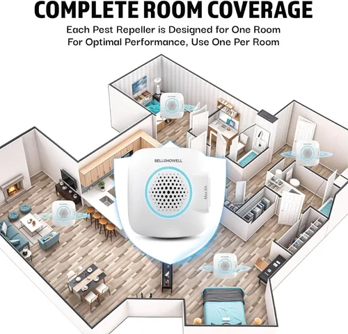 Miniatura 3 de Bell+Howell Repelente ultrasónico de plagas mejorado 2025 para interiores, paquete de 6 unidades, repelente de ratones para interiores, kit