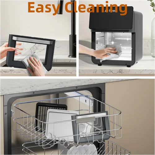 Miniatura 3 de Horno freidora de aire de 12 cuartos de galón para uso en cocina, hornos de convección inteligentes 12 en 1, freidora de aire con ventana de visión