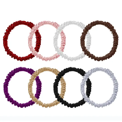 Miniatura 9 de 8 coleteros de seda de morera 100% pura para mujeres y niñas, lazos sedosos para cabello grueso, fino o rizado, paquete a granel de satén