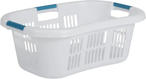 Rubbermaid Cesta de lavandería/cesto grande Hip-Hugger, 1.5 bushel, blanco, contenedor de almacenamiento apilable/organizador para
