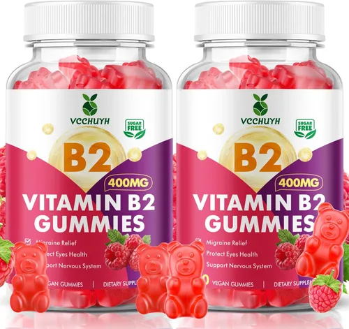 Miniatura 8 de Gomitas de vitamina B2 para niños y adultos, VIT B2 Riboflavina 400 mg Suplemento con magnesio para aliviar la migraña y apoyar el sistema nervioso