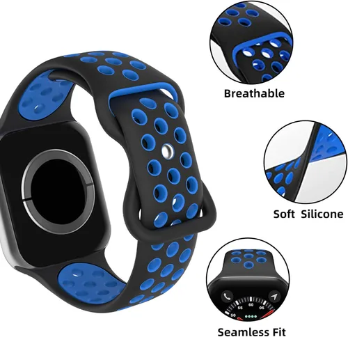 Miniatura 3 de Compatible con correa de reloj de 40 mm, 38 mm, 41 mm, 42 mm, 44 mm, 45 mm, 49 mm para hombres y mujeres, correa de repuesto deportiva transpirable