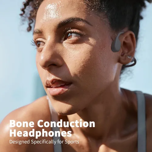 Miniatura 2 de Auriculares de conducción ósea, Bluetooth 5.4, auriculares inalámbricos con micrófono, auriculares deportivos IPX6 para correr (gris)