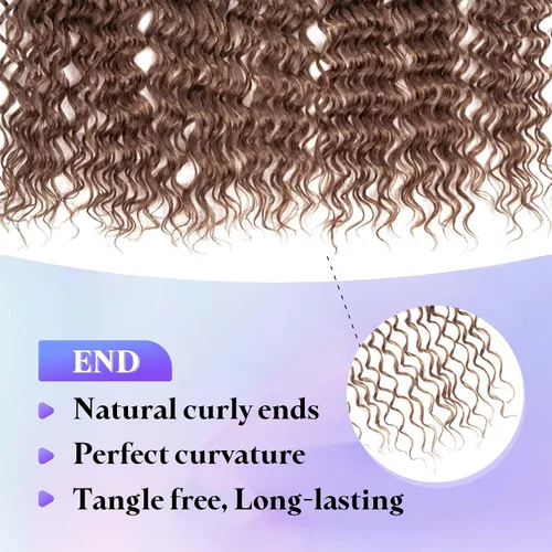 Miniatura 6 de Cabello de Ganchillo Goddess Locs de 18 Pulgadas 8 Paquetes Nuevos Locs Sintéticos Suaves Trenzas de Ganchillo Ondas Profundas Extensiones de T30.